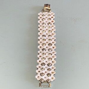 Coro 1950s White Floral Beaded Bracelet